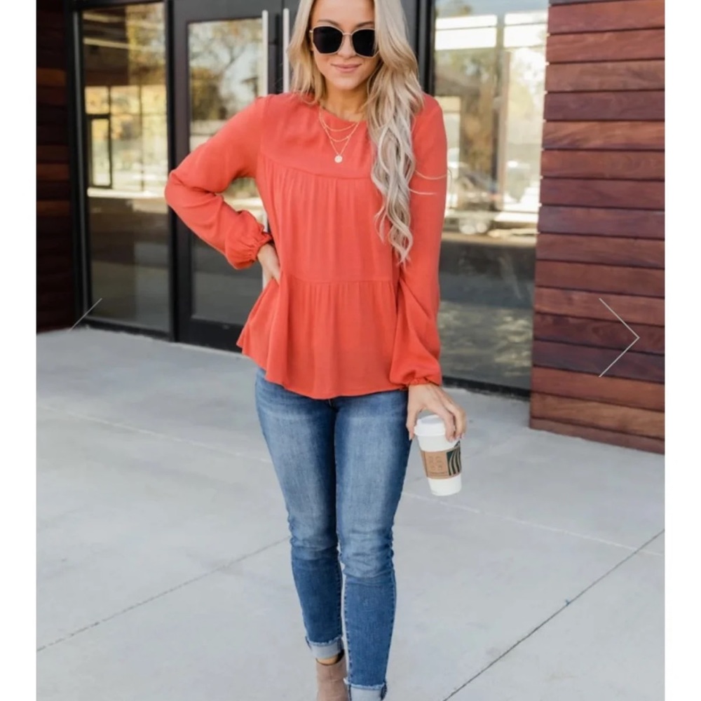 Flourishing In Attention Babydoll Rust B